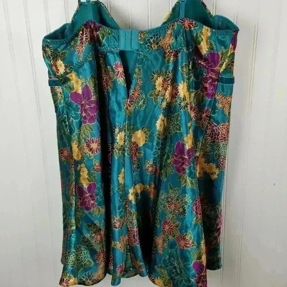 Cacique Womens Babydoll Floral Satin Slip Top Velvet Sz 26/28 Fairy Whimsigoth - Picture 15 of 16